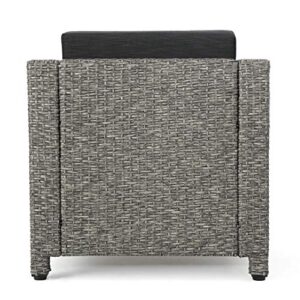 Christopher Knight Home Puerta Outdoor Wicker Club Chair with Water Resistant Cushions, Mixed Black / Dark Grey