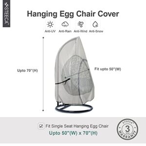 STEECA Patio Hanging Egg Chair Cover - Waterproof Outdoor Wicker Egg Swing Chair with Stand Cover, Single Seat