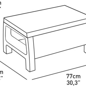 Keter Corfu Coffee Table Modern All Weather Outdoor Patio Garden Backyard Furniture, Brown