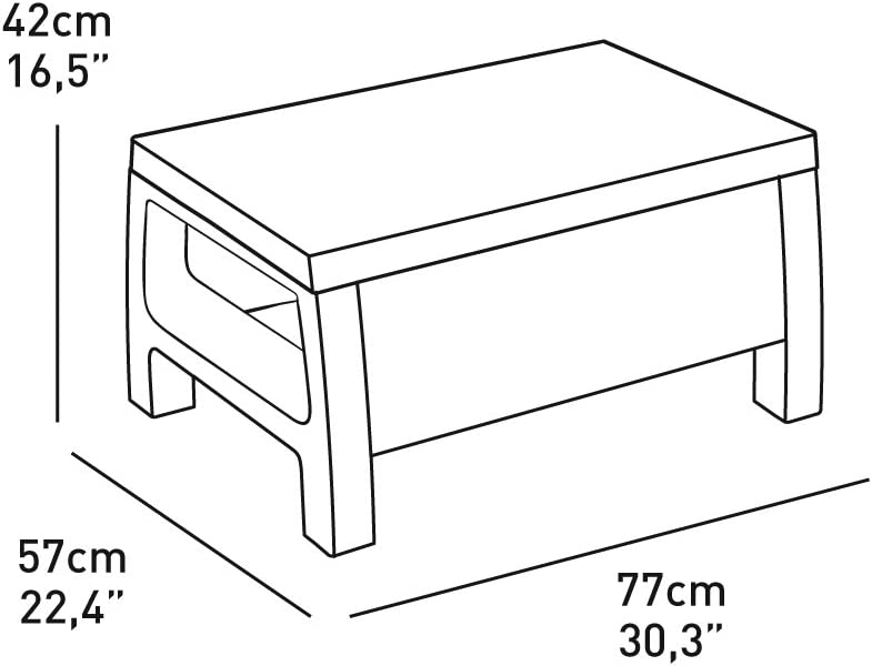 Keter Corfu Coffee Table Modern All Weather Outdoor Patio Garden Backyard Furniture, Brown