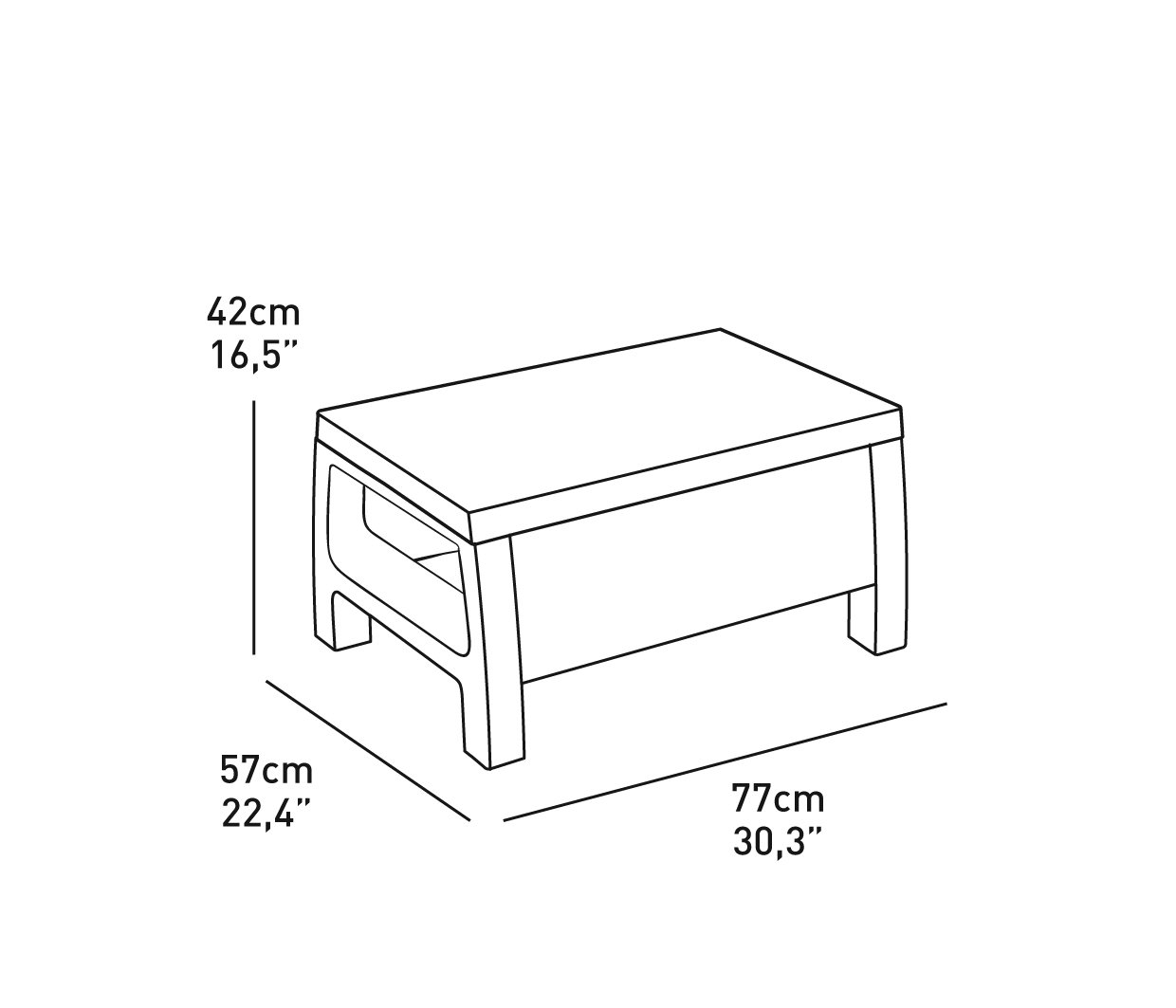 Keter Corfu Coffee Table Modern All Weather Outdoor Patio Garden Backyard Furniture, Brown