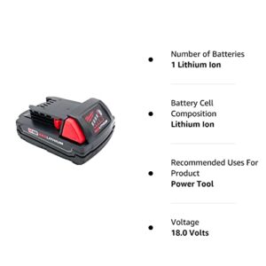 Milwaukee M18 1.5 Ah 18V Red Lithium Ion Battery 48.11.1815 for Impact Drill