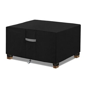 Dokon Rectangle Patio Ottoman Cover with Air Vents, Waterproof, Anti-Fading, UV Resistant Heavy Duty 600D Oxford Fabric Patio Side Table Cover, Outdoor Furniture Cover (28"L x 22"W x 17"H) - Black
