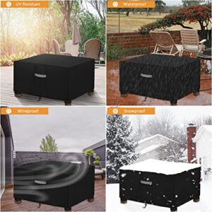 Dokon Rectangle Patio Ottoman Cover with Air Vents, Waterproof, Anti-Fading, UV Resistant Heavy Duty 600D Oxford Fabric Patio Side Table Cover, Outdoor Furniture Cover (28"L x 22"W x 17"H) - Black