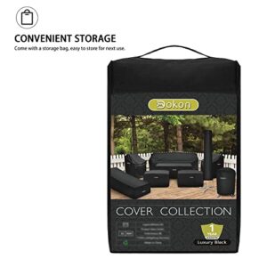 Dokon Rectangle Patio Ottoman Cover with Air Vents, Waterproof, Anti-Fading, UV Resistant Heavy Duty 600D Oxford Fabric Patio Side Table Cover, Outdoor Furniture Cover (28"L x 22"W x 17"H) - Black