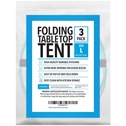 [3 Pack] Extra Large Tabletop Folding Mesh Food Tent with Easy Access Opening - Superior Stitched Food Covers for Outside Events - Wind Resistant Collapsible Food Cover - Picnic Accessories