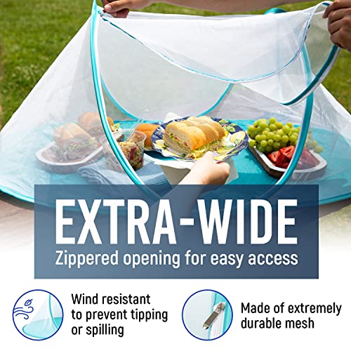 [3 Pack] Extra Large Tabletop Folding Mesh Food Tent with Easy Access Opening - Superior Stitched Food Covers for Outside Events - Wind Resistant Collapsible Food Cover - Picnic Accessories