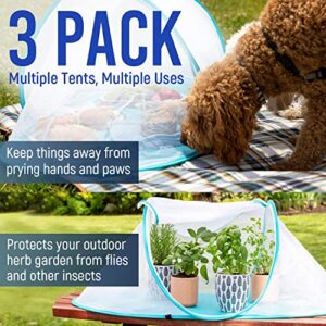 [3 Pack] Extra Large Tabletop Folding Mesh Food Tent with Easy Access Opening - Superior Stitched Food Covers for Outside Events - Wind Resistant Collapsible Food Cover - Picnic Accessories