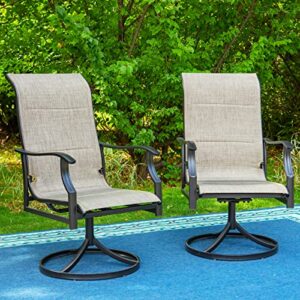 phi villa swivel patio dining chair with 42″ high back, padded textilene deep seating outdoor chairs with armrest & e-coating frame, all weather-resistant for deck lawn garden, set of 2