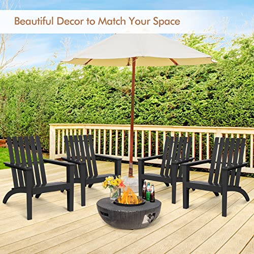 Tangkula Adirondack Chair Acacia Wood Outdoor Armchairs, Weather Resistant for Patio Garden Backyard Deck Fire Pit, Lawn Porch Furniture & Lawn Seating, Campfire Chairs, Adirondack Lounger (2, Black)