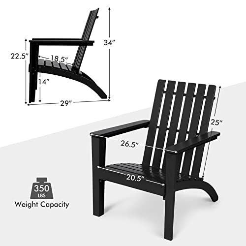 Tangkula Adirondack Chair Acacia Wood Outdoor Armchairs, Weather Resistant for Patio Garden Backyard Deck Fire Pit, Lawn Porch Furniture & Lawn Seating, Campfire Chairs, Adirondack Lounger (2, Black)