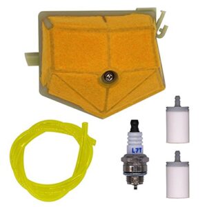fitbest new spark plug + air filter + fuel filter + fuel line for husqvarna 51 55 chainsaw replaces 503898101