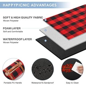 Extra Large 87'' X 67'' Picnic Blanket Waterproof, Portable Picnic Mat, Sandproof Beach Mat, Outdoor Rug for Camping, Red Checkered