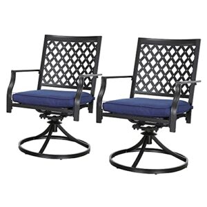 lokatse home outdoor patio dinning swivel chairs rocker set of 2 metal for garden backyard furniture, 2, blue