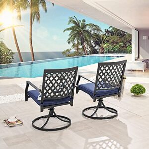 LOKATSE HOME Outdoor Patio Dinning Swivel Chairs Rocker Set of 2 Metal for Garden Backyard Furniture, 2, Blue