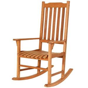 tangkula patio rocking chair, indoor outdoor wooden rocker lounge chair for porch garden backyard balcony, rustic high back armchair w/heavy-duty 350 lbs weight capacity (1)
