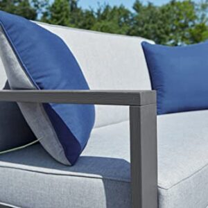 Signature Design by Ashley Fynnegan Outdoor Loveseat with Table, Gray