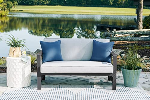 Signature Design by Ashley Fynnegan Outdoor Loveseat with Table, Gray