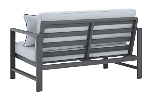 Signature Design by Ashley Fynnegan Outdoor Loveseat with Table, Gray