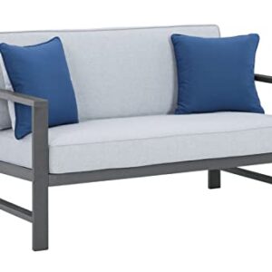 Signature Design by Ashley Fynnegan Outdoor Loveseat with Table, Gray