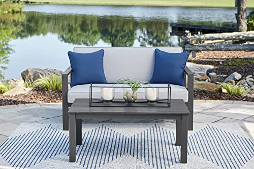 Signature Design by Ashley Fynnegan Outdoor Loveseat with Table, Gray