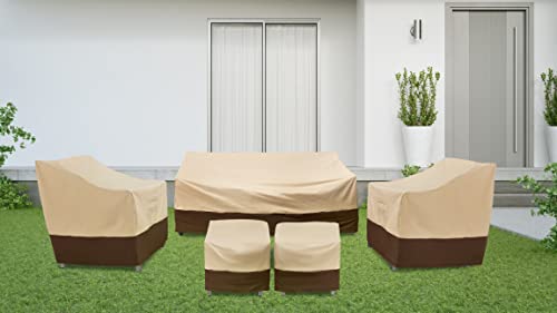 Lafaso Patio Furniture Cover Waterproof, Heavy Duty Outdoor couch Cover, 600 D Oxford cloth Sofa Cover With Vents and Handles（Beige/Brown 1 Pack, Small）