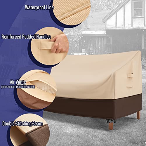 Lafaso Patio Furniture Cover Waterproof, Heavy Duty Outdoor couch Cover, 600 D Oxford cloth Sofa Cover With Vents and Handles（Beige/Brown 1 Pack, Small）