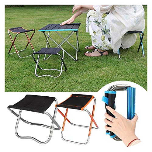TRENTSNOOK Exquisite Camping Stool Lightweight Portable Folding Chair Alloy Outdoor Barbecue Picnic Camping Fishing Stool Ultra Light Seat Household Small Bench (Color : Silver)