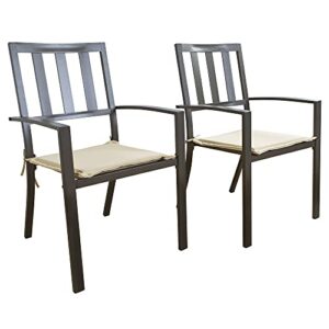 kozyard coolmen outdoor patio dining furniture chair and table sets (2-pack wrought iron chairs) (dark brown)