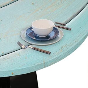 Beach Wood Texture Elastic Edge Round Tablecloth Shell Starfish Fitted Table Cover Waterproof Wipeable Round Table Cloth for Parties Outdoor Dining Table Decor Pads Size 48"(Fit for 36"-42" Table)