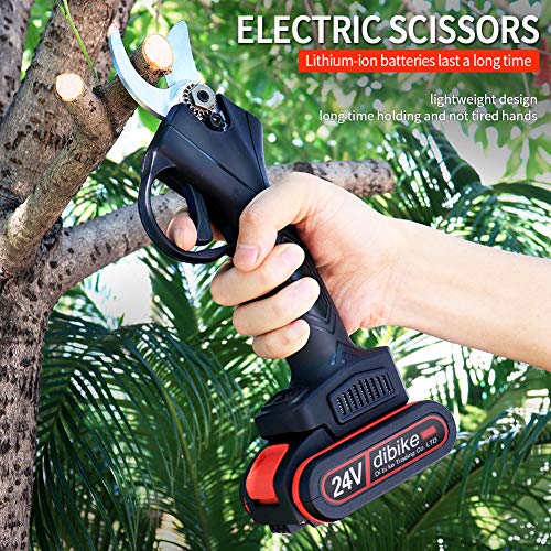 dibike Electric Pruning Shears with Rechargeable Lithium Battery, 30mm Max Cutting Diameter, Power Tree Electric Branch Scissors Wood Prunner (Black-2)