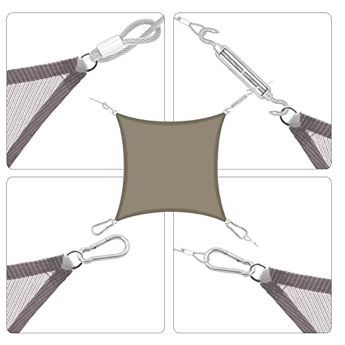 NQN 48 PCS T304 6 Inch Hardware Kit for Square & Rectangle Sun Shade Sail Canopy Awning Installation Installation Complete Set, 48 Ft (12'x4) Extension Cable Wire Rope, 304 Stainless Steel, Anti Rust