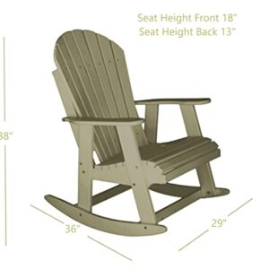 Phat Tommy Adirondack Rocking Chair | Outdoor Rocking Chairs for Porch | Outside Patio Rockers, All Weather Poly Furniture, Weatherwood