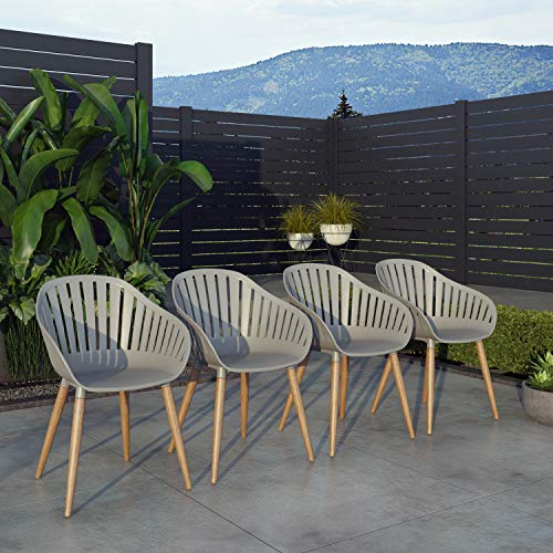 Amazonia Villanova 4-Piece Chair Set | Eucalyptus Wood | Ideal for Outdoors, Grey Dark Teak Finish