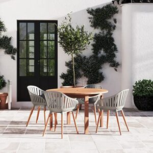 Amazonia Villanova 4-Piece Chair Set | Eucalyptus Wood | Ideal for Outdoors, Grey Dark Teak Finish