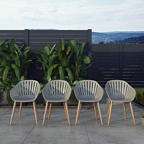 Amazonia Villanova 4-Piece Chair Set | Eucalyptus Wood | Ideal for Outdoors, Grey Dark Teak Finish