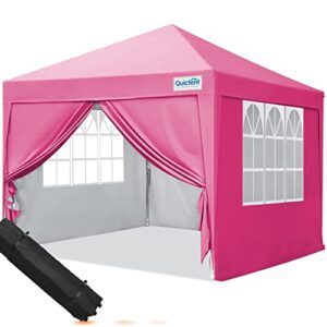 quictent upgraded 10’x10′ pop up canopy tent with detachable & interchangeable sidewalls instant outdoor gazebo ez party tent enclosed waterproof (pink)