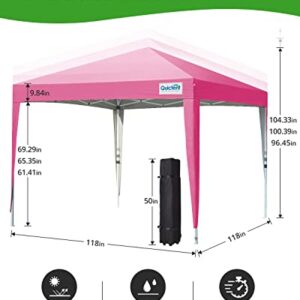 Quictent Upgraded 10'x10' Pop up Canopy Tent with Detachable & Interchangeable Sidewalls Instant Outdoor Gazebo Ez Party Tent Enclosed Waterproof (Pink)