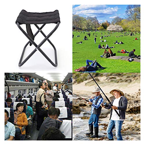 TRENTSNOOK Exquisite Camping Stool Portable Folding Stool Outdoor Furniture Camping Sightseeing Chair Portable Aluminum Folding Stool with Storage Bag (Color : Black)