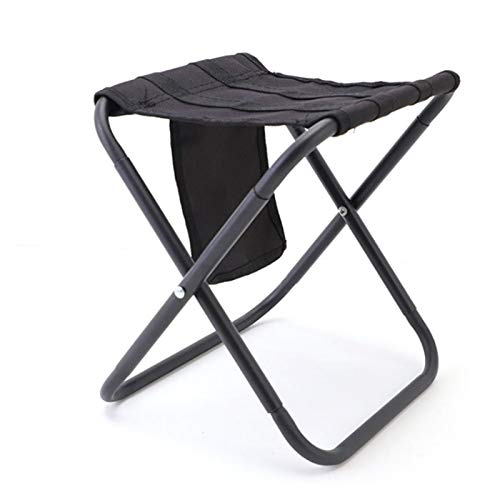 TRENTSNOOK Exquisite Camping Stool Portable Folding Stool Outdoor Furniture Camping Sightseeing Chair Portable Aluminum Folding Stool with Storage Bag (Color : Black)