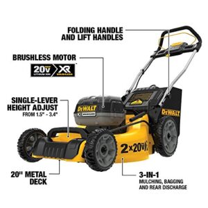 DEWALT 20V MAX Lawn Mower, 3-in-1, 2 Batteries (DCMW220P2)