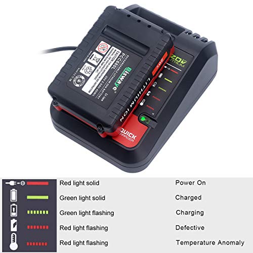 Biswaye 20V MAX Lithium Battery Charger Compatible with Black & Decker 20V Battery LBXR20 LBXR2520 LBXR2020 Compatible with Porter Cable 20V Battery PCC681L PCC682L PCC680L PCC685L PCC641