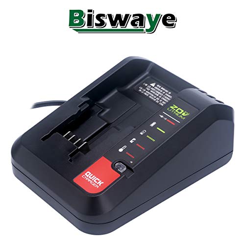 Biswaye 20V MAX Lithium Battery Charger Compatible with Black & Decker 20V Battery LBXR20 LBXR2520 LBXR2020 Compatible with Porter Cable 20V Battery PCC681L PCC682L PCC680L PCC685L PCC641