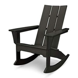 POLYWOOD MNR10BL Modern Adirondack Rocker, Black