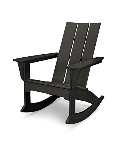 POLYWOOD MNR10BL Modern Adirondack Rocker, Black