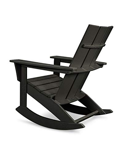 POLYWOOD MNR10BL Modern Adirondack Rocker, Black