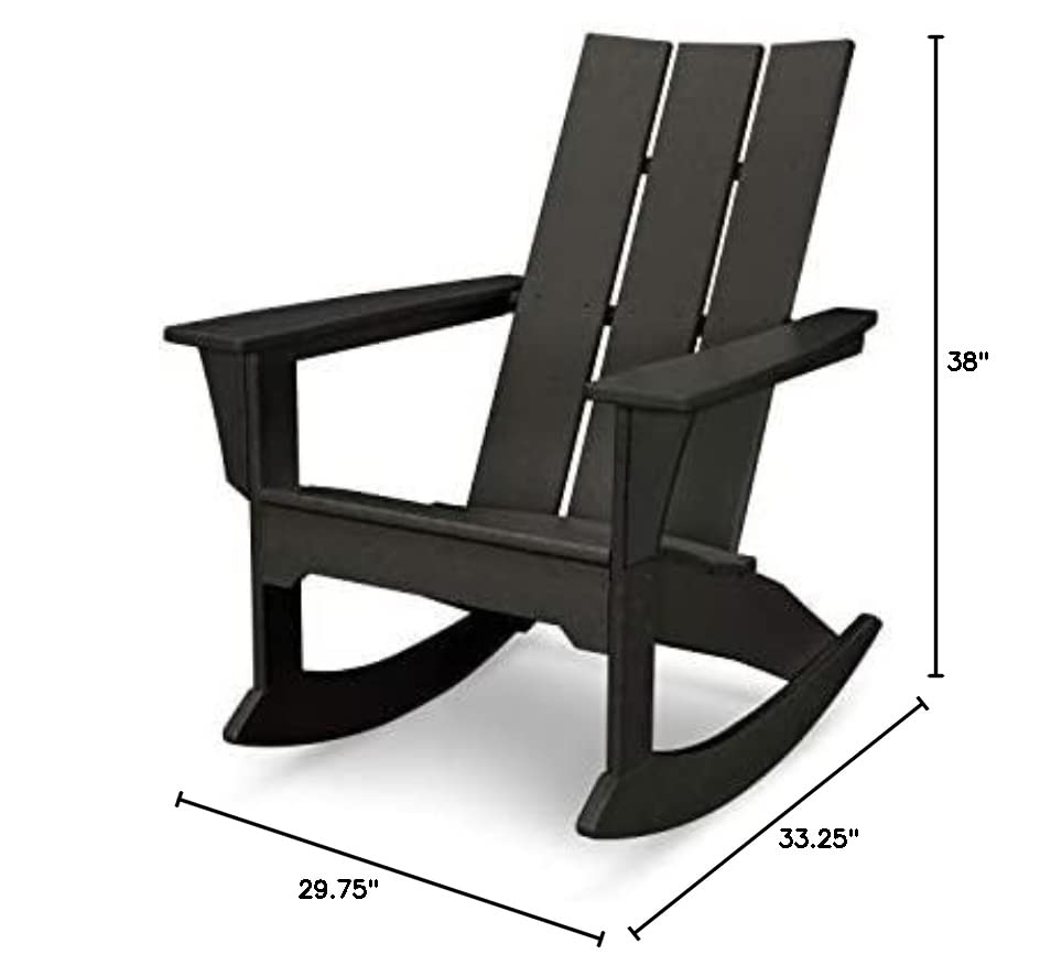 POLYWOOD MNR10BL Modern Adirondack Rocker, Black