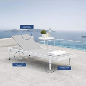 Modway Charleston Outdoor Patio Aluminum Metal Chaise Lounge Chair in White Gray