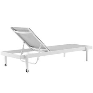 Modway Charleston Outdoor Patio Aluminum Metal Chaise Lounge Chair in White Gray