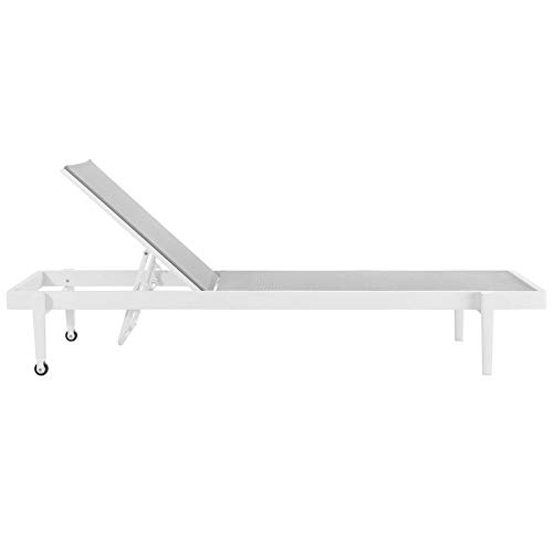 Modway Charleston Outdoor Patio Aluminum Metal Chaise Lounge Chair in White Gray